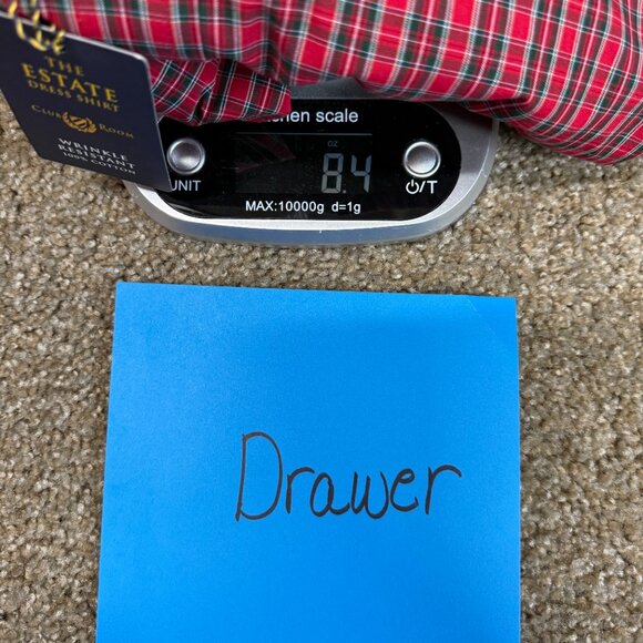 Club Room Button Up Shirt Men 17 Red Plaid Cotton Wrinkle Resistance Regular Fit - Picture 13 of 13